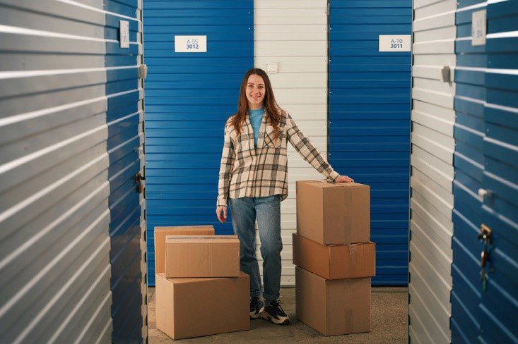 woman organising her storage unit
